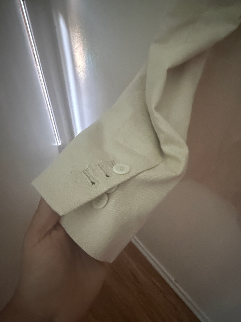 LOFT Cream Double-Breasted Tailored Blazer - Picture 4 of 5